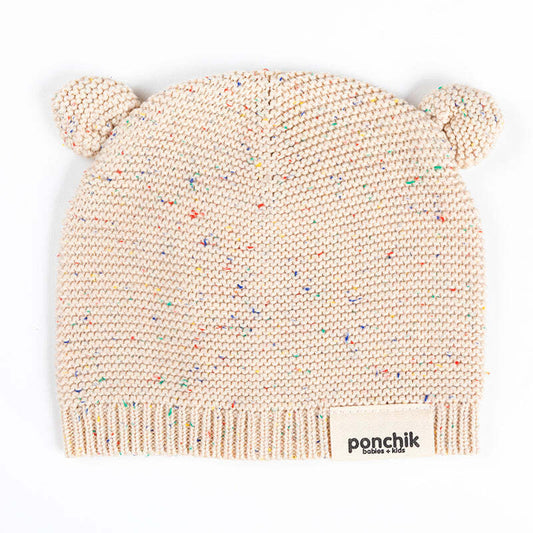 Ponchik Babies + Kids Bear Knitted Beanie Hat - Carmel - 3-12 Months